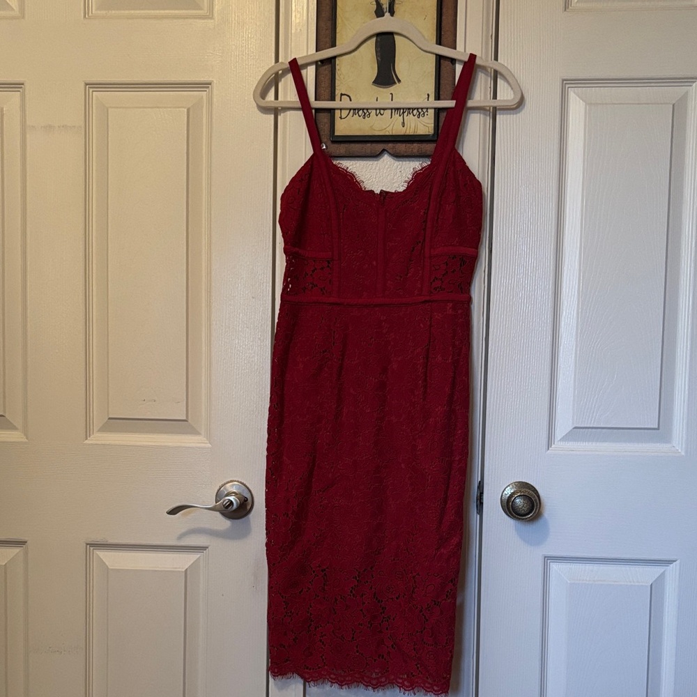 Express Red Lace Midi Dress